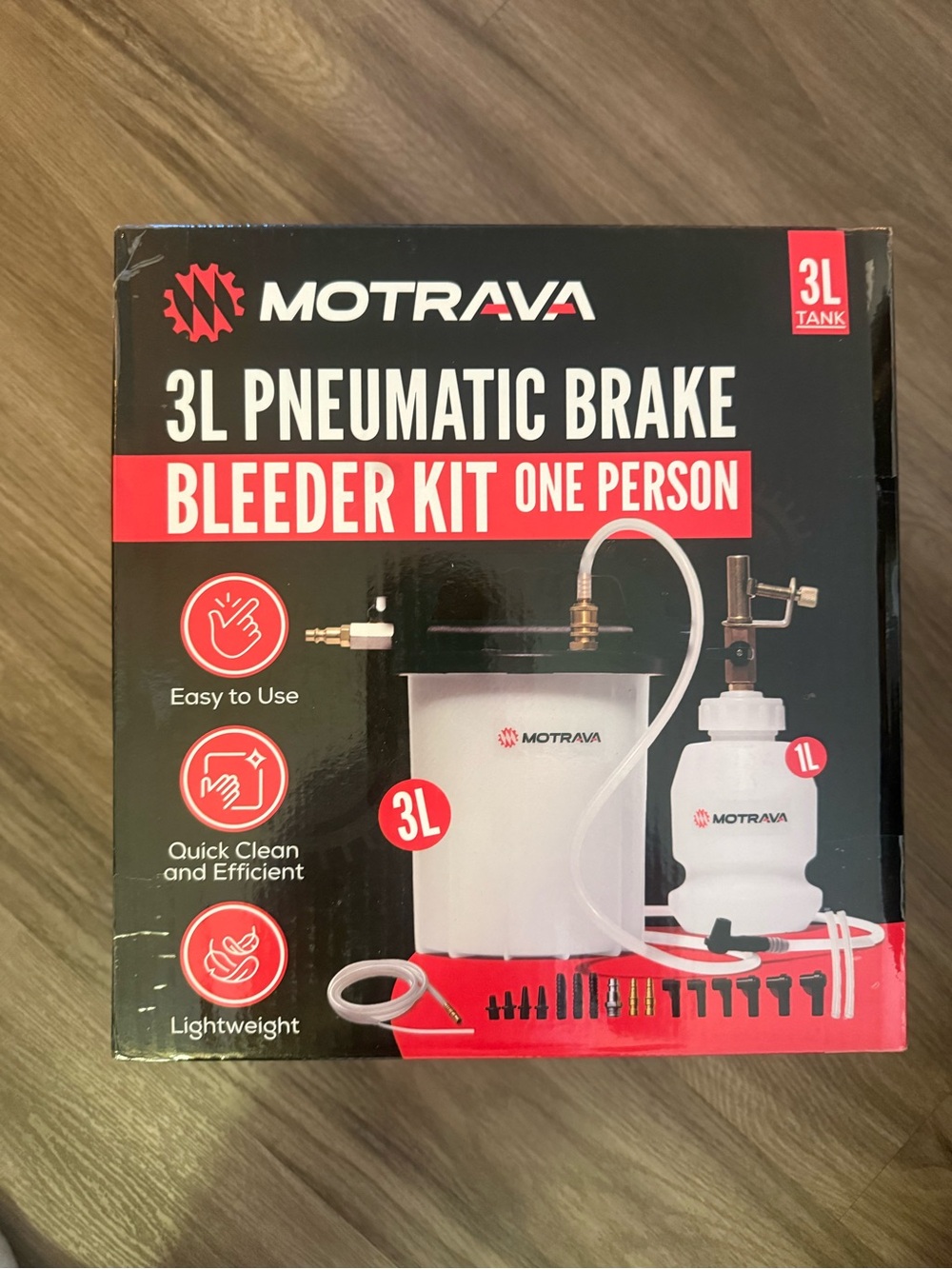 NEW MOTRAVA 3L Pneumatic Brake Bleeder Kit with 19 Adapters